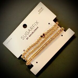 SUGARFIX BY BAUBLEBAR Gold stretch 3 Piece Beaded Bracelet Set